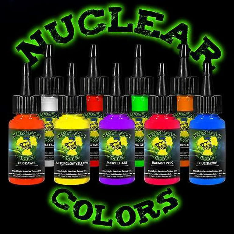Millennium Mom's Nuclear UV Blacklight Tattoo Ink - 9 Multicolor Set - 1/2  oz 