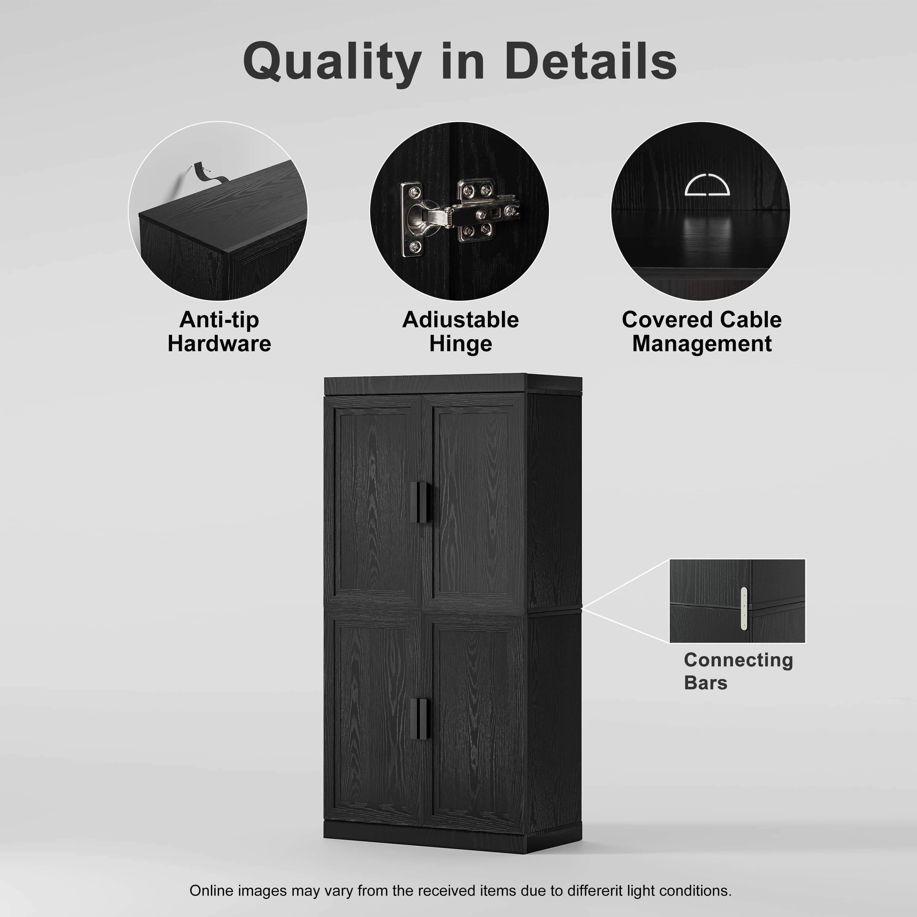MAYEERTY 31"x31"x16" Storage Cabinet Wood Accent Cabinet for Living Room,Black