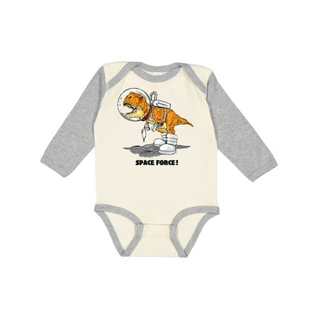 

Inktastic Space Force! Dinosaur Astronaut Gift Baby Boy or Baby Girl Long Sleeve Bodysuit