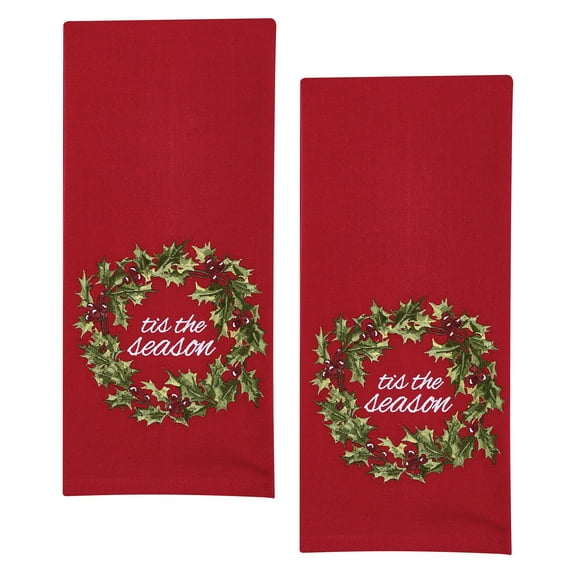 Park Designs Tis The Season Wreath Dishtowel Set of 2