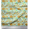thumbnail image 1 of Soimoi Modal Satin Fabric Leaves & Aster Floral Decor Fabric Printed Yard 42 Inch Wide, 1 of 3
