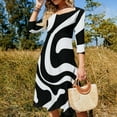 thumbnail image 4 of Abstract Black White Swirl Art Womens Summer Dress Tie Back A Line Flare Dress, 4 of 9