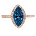 thumbnail image 7 of Halo Engagement Ring for Women - 2.38ct Natural London Blue Topaz in 14K Rose Gold Promise Ring, 7 of 7