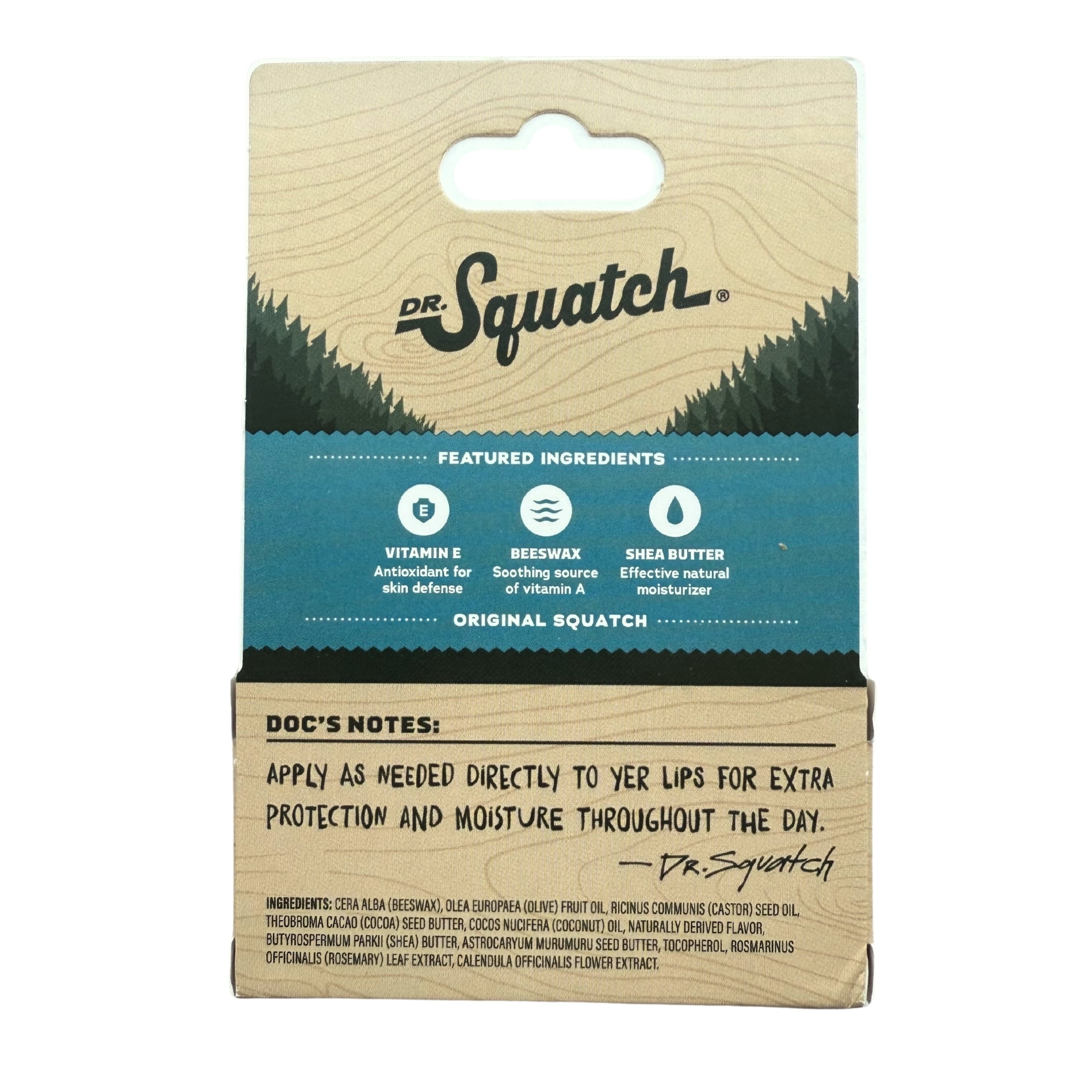 Dr. Squatch Moisturizing Lip Balms, Natural Lip Moisturizer Butter for Men Lip Care, Original Mint, 0.25 Oz, 2 Pack