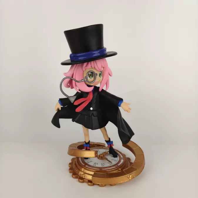 New Anya Figure, Standing Retro Suit Anya Forger Action Figure 19cm/7.5inch PVC Characters Handicrafts Souvenirs for Anime Fans Gifts（black）