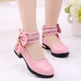 thumbnail image 4 of GiLiling Girls Mary Jane Dress Shoes, Lace Pearl Ankle Cuff, Bowknot with Pearl Rhinestone Tassel Detail, Rear Zipper Low Heel Princess Flats for Party Wedding (Pink, 9-9.5 Years), 4 of 8
