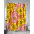 thumbnail image 5 of Shower Curtains Floral Bath Curtain Yellow Pink Orange Waterproof Bathroom Shower Curtain Set with Hooks Decoration 72 x 84 Inches, 5 of 7