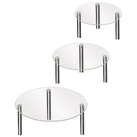OHOIOLLA 3Pcs Clear Acrylic Round Cake Stand for Birthday Party Display
