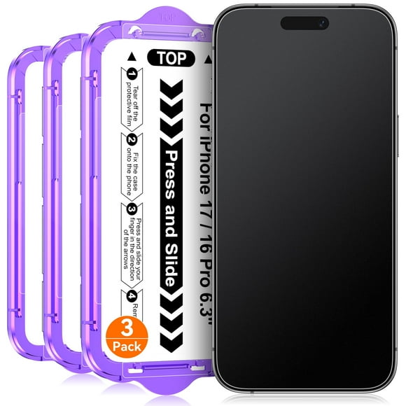 Protector de pantalla de vidrio mate Ksleri para iPhone 17/16 Pro 6.3" - Paquete de 3