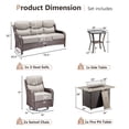 thumbnail image 2 of Planntonneo 5 Pieces Wicker Outdoor Patio Furniture Set with Fire Pit Table, 2 Swivel Rocking Chairs and Sofa with 6" Thick Cushion and Rattan Table for Porch Deck Garden Backyard, Brown/Beige, 2 of 15