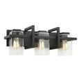 thumbnail image 2 of Generation Lighting Mitte 24 in. 3-Light Matte Black Industrial Transitional Bathroom Vanity Light with Clear Glass Shade Panels, 2 of 7