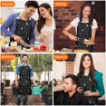 thumbnail image 4 of Black Star Moon Pattern Apron-Garden Aprons for Women with Pockets-Cotton Linen Waterproof Kitchen Cooking Gardening Aprons Adjustable for Kitchen,Cooking,BBQ and Salon 33x27 Inch, 4 of 7