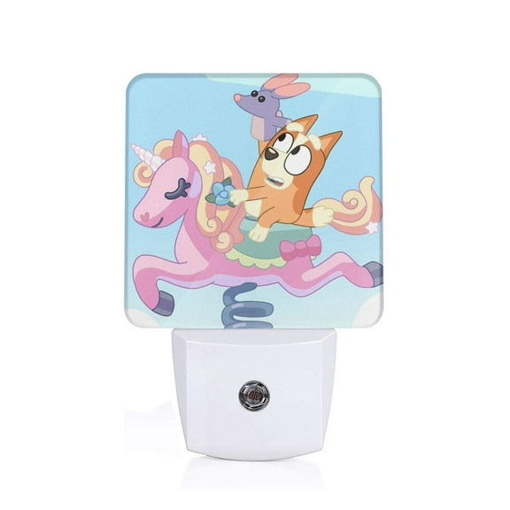 Silaia Bluey Print LED Dimmable Night Light, Plug in Night Light with Dusk to Dawn Sensor,Efficient Decor Desk Lamp,Bright Mini Wall Night Light for Kids Room, Stairway-US