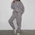 thumbnail image 2 of Women's Polar Fleece Sweatsuits Fall Winter Sports Casual Two Piece Outfits Quarter Zip Pullovers Joggers Pants Tracksuits (M, Gray), 2 of 6