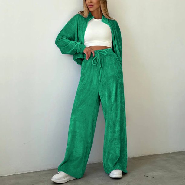 Puntoco Mujer Moda Color Manga Larga Solapa Cremallera Velour Barbecho Conjunto Liquidación Puntoco Puntoco-35