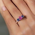 thumbnail image 4 of Gem Stone King 2.22 Ct Pink Created Sapphire Blue Created Sapphire 18K Rose Gold Plated Silver Ring (Size 7), 4 of 6