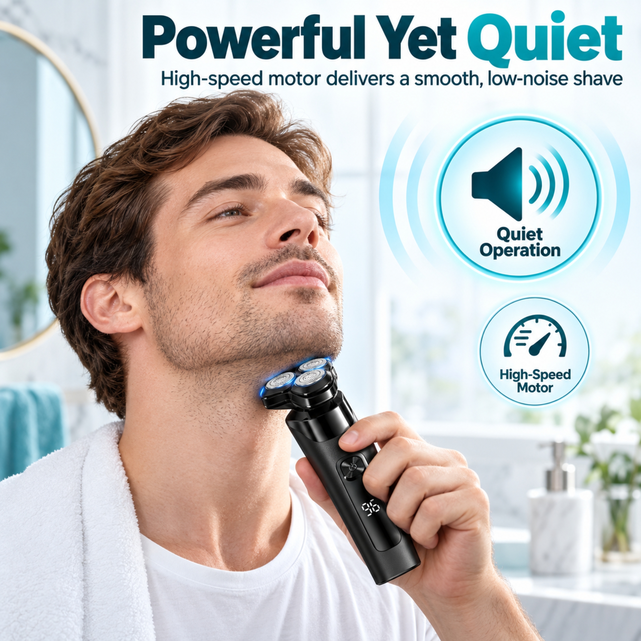 NIASSO Electric Shaver, 3D Rotary Waterproof photo 3