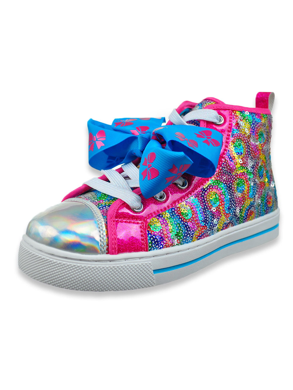 Jojo Siwa Youth Girls Size 1-2-12-13 Pink Rainbow Glitter Girls Sneakers Shoes 