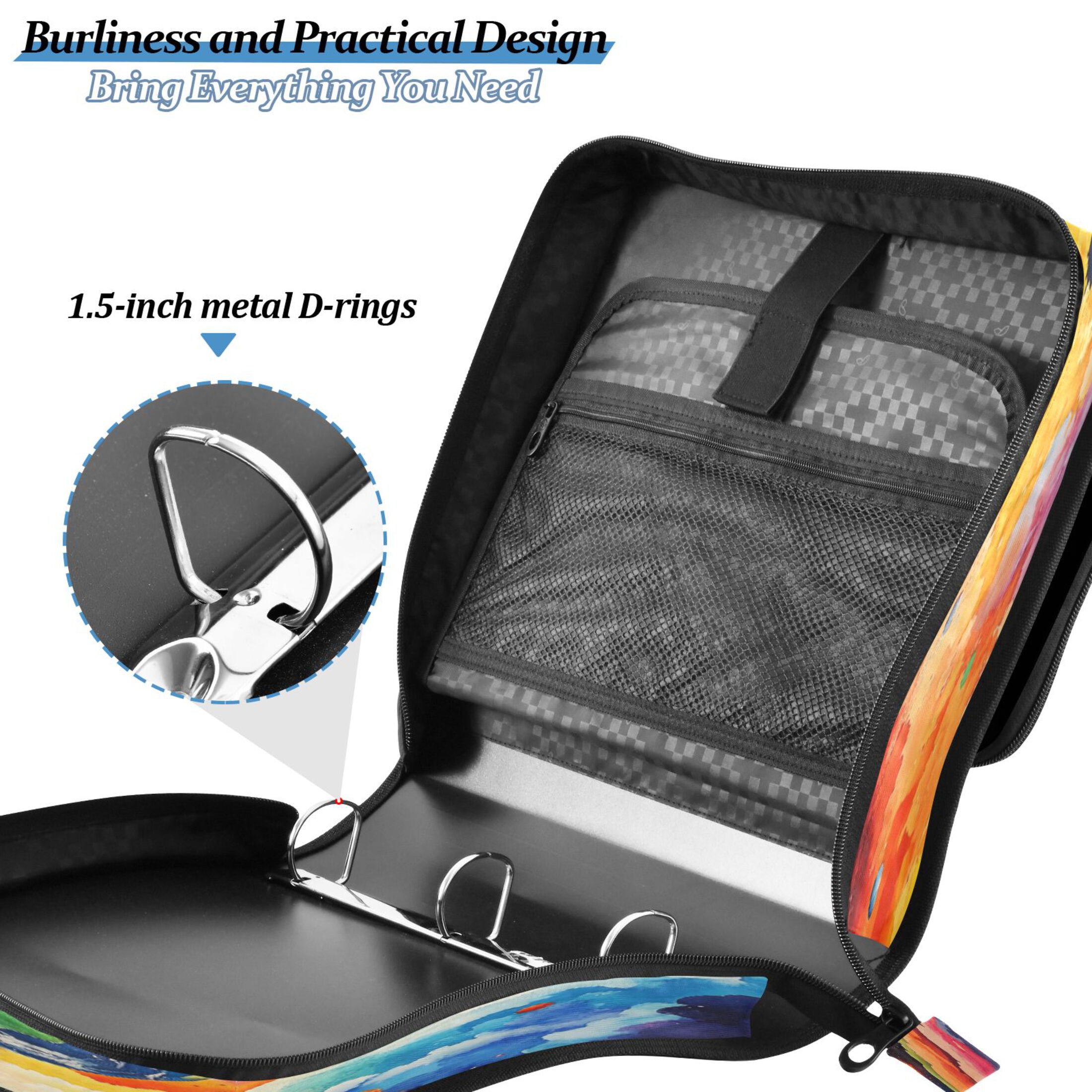 YAZAOO Zipper Binder trapper keeper Documents Organized Design Cosmic Harmony Printed