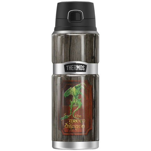 The Lord Of The Rings The Green Dragon, THERMOS STAINLESS KING Stainless Steel Drink Bottle, Vacuum insulated & Double Wall, 24oz