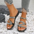thumbnail image 2 of CAICJ98 Platform Sandals Ladies Fashion Summer Solid Color Leather Strap Open Toe Buckle Wedge Heel Thick Sole Sandals,Black, 2 of 5