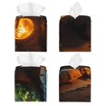 thumbnail image 2 of Balery Cozy Tree Hole Cabin Porta Pañuelos de Cuero con Estampado – Funda Moderna Cuadrada para Caja de Pañuelos, Dispensador 5x5x5'', 2 of 7