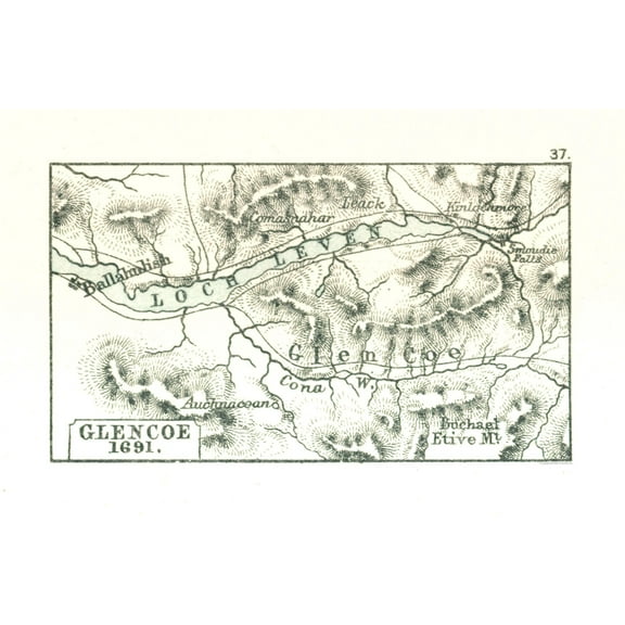 Historic Map - Glencoe Scotland 1691 - Gardiner 1902 - 35.15 x 23 - Vintage Wall Art