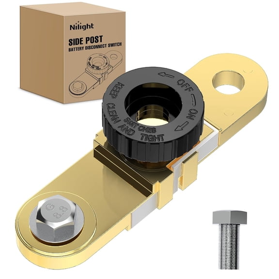 Nilight Top Post Battery Master Switch 12VDC 125A Heavy Duty Power Cut Off Isolator with Knob for Car Truck Boat RV ATV