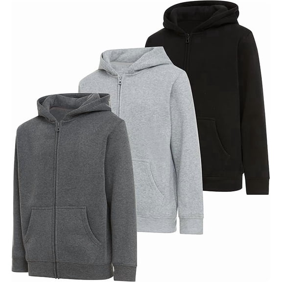 Pure Champ Boys 3 Pack Zip Up Hoodie Fleece For Boys, Athletic Kids Clothes, Size 4-20