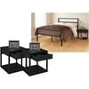 Mainstays Full Parsons Bed with Set of Nightstands, Black