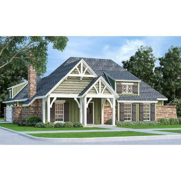 The House Designers: THD-7423 Builder-Ready Blueprints to Build a Small Affordable Craftsman Cottage House Plan with Slab Foundation (5 Printed Sets)