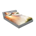 thumbnail image 2 of Ambesonne Nature Fitted Sheet & Pillow Sham Set, Sunbeams Foggy Mountain, Queen, Multicolor, 2 of 2