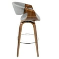 thumbnail image 3 of Curvini Mid-Century Modern Barstool in Walnut Wood and Grey Fabric by LumiSource - Set of 2, 3 of 7