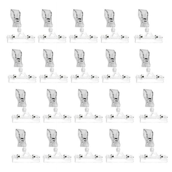 25 Pack Plastic Merchandise Sign Clip Price Display Holders,Clear
