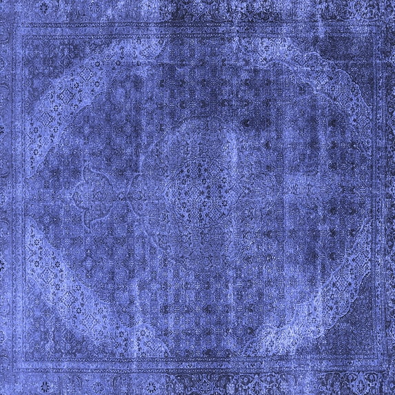 Ahgly Company Machine Washable Indoor Square Oriental Blue Industrial Area Rugs, 6' Square