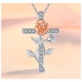thumbnail image 3 of Collares con Dijes de Cruz RoseGrace02 1Pza Plata Collar Cruz/Rosa Dije 2x3cm Metal., 3 of 5