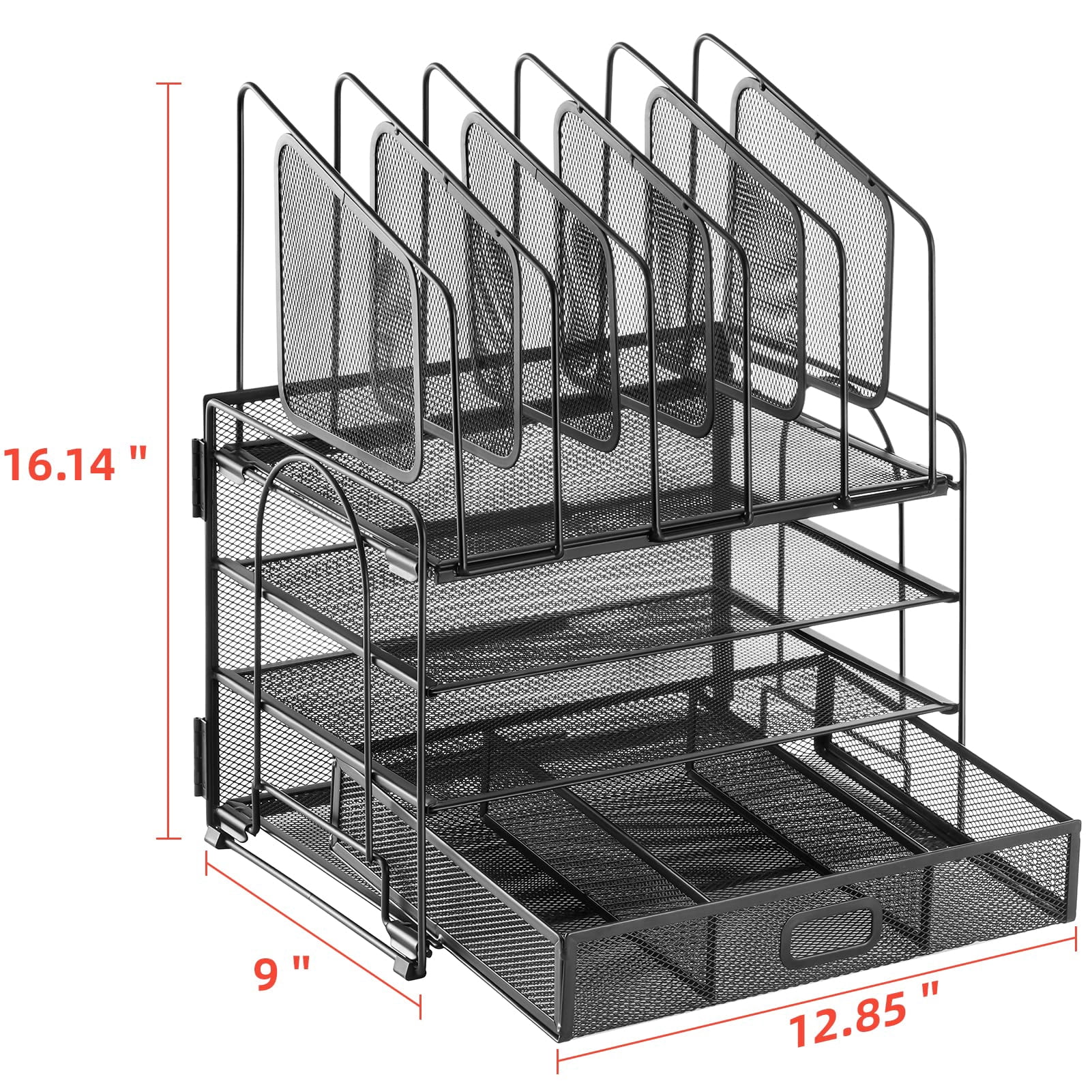 Desk Organizer With Drawer  4-tier Mesh File 5 Vertical Holders And 2 Pen Multifunction Desktop Organizers Accessories For Home Office