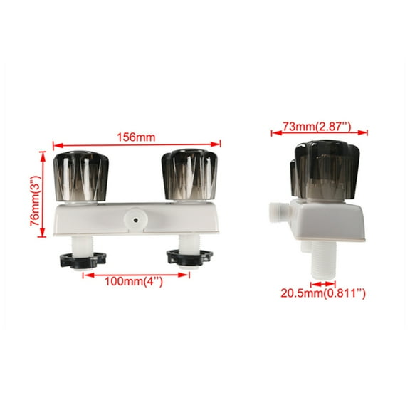 RV Motorhome Shower Faucet Valve Diverter w/ Dual Knob For Travel Trailer Camper