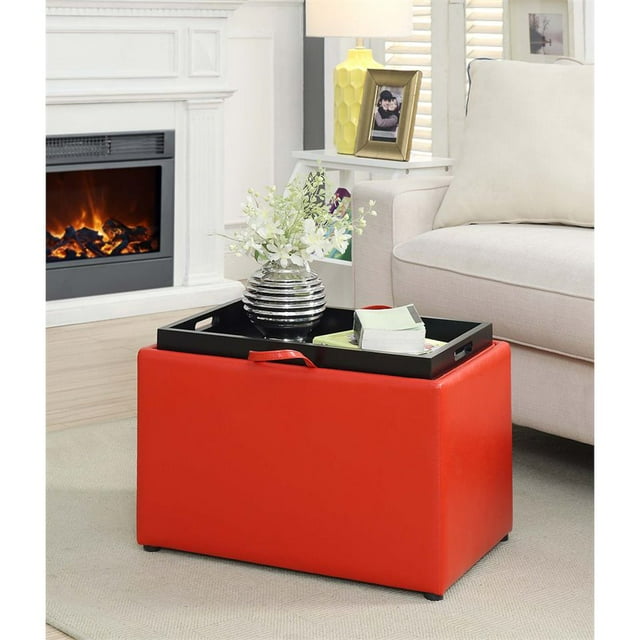 Convenience Concepts Designs4Comfort Pouf de Rangement en Similicuir Rouge Vif