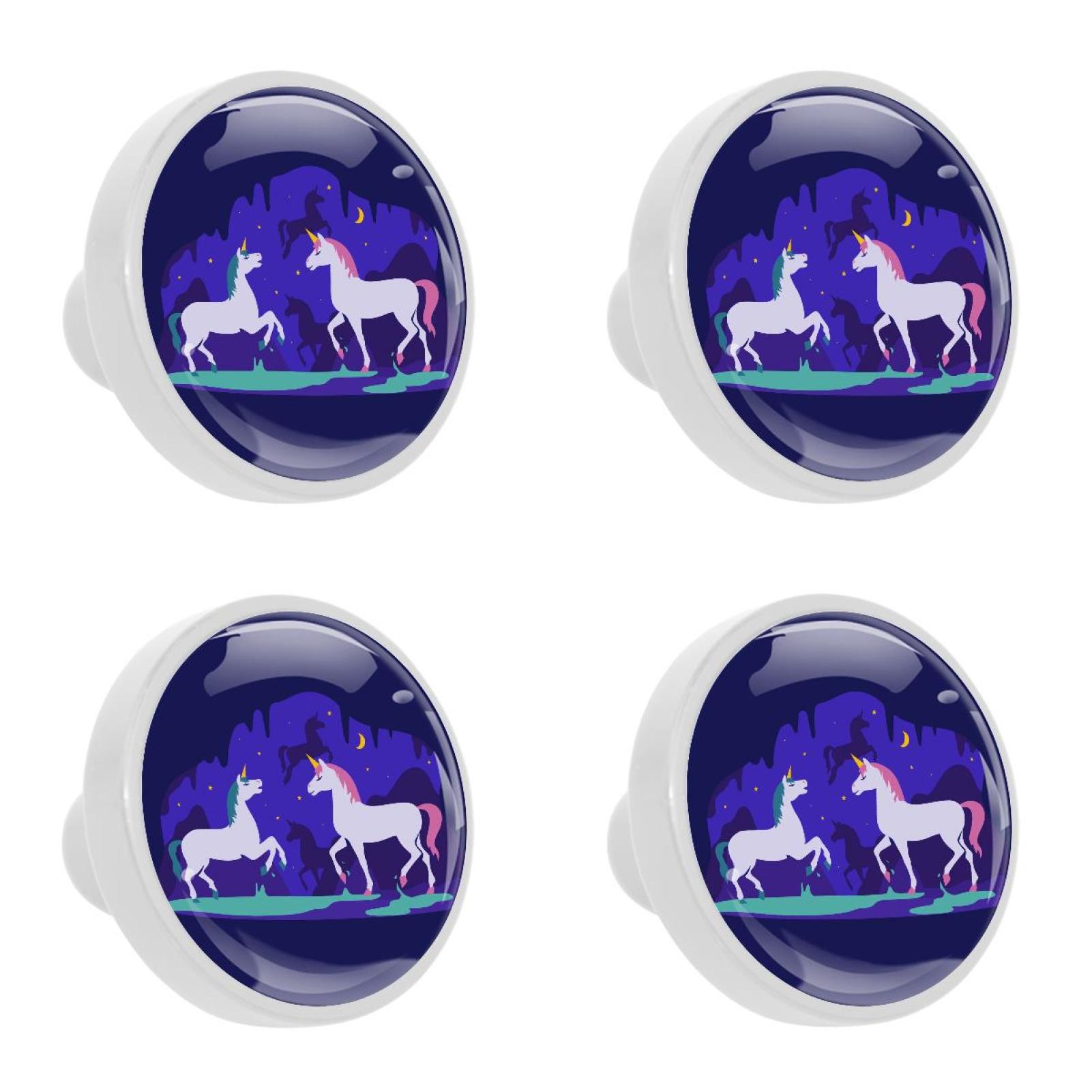 Ownta 4Pcs Kitchen Knob Round Unicorn Knobs Closet Drawers