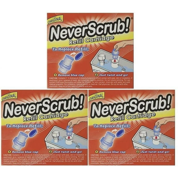 NeverScrub NeverScrub Automatic Toilet Bowl Cleaning System Refill Cartridge 1.65oz (3 Pack) 13747-3