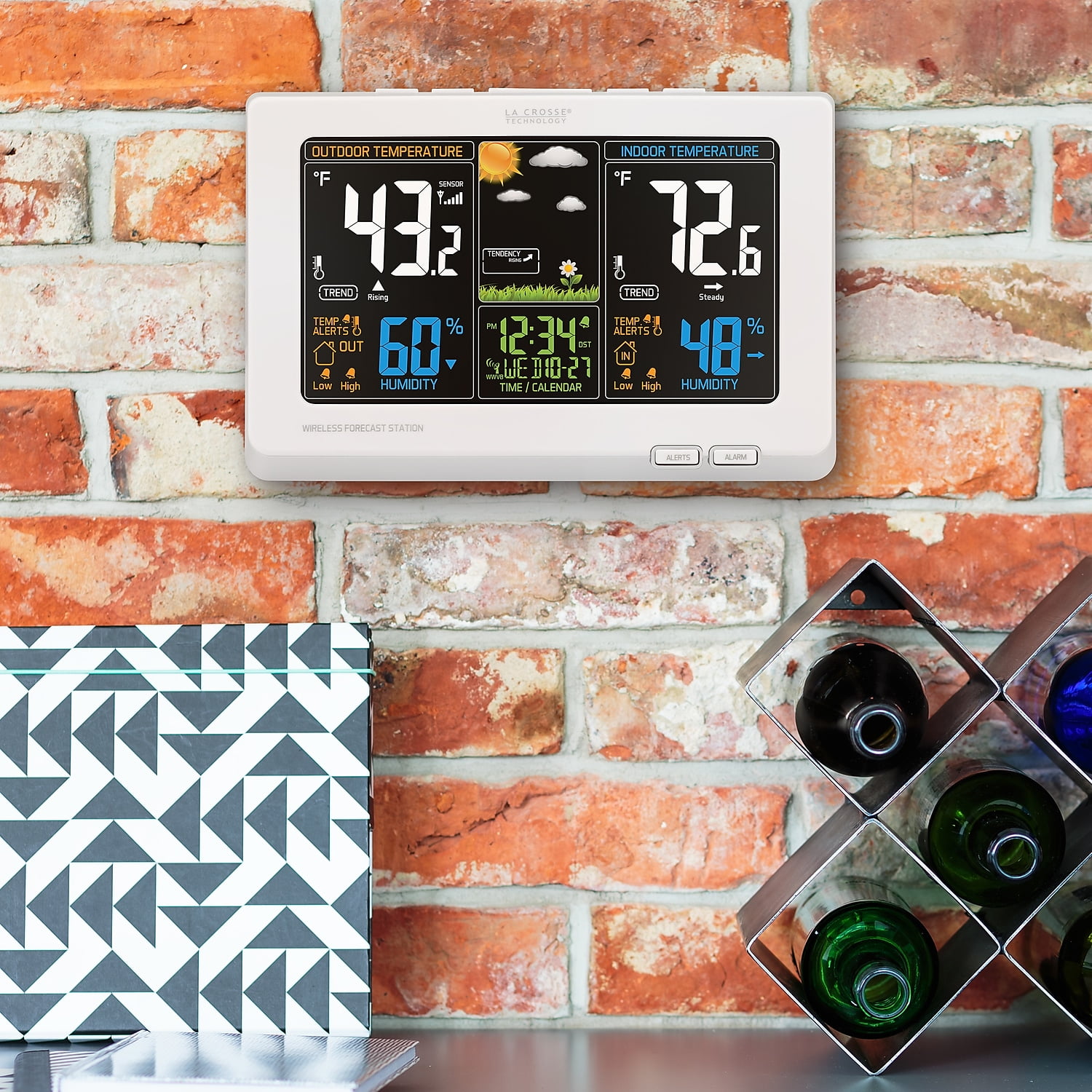 La Crosse Technology Wireless Atomic Digital Color Forecast Station with Alerts, White, 308-1414W