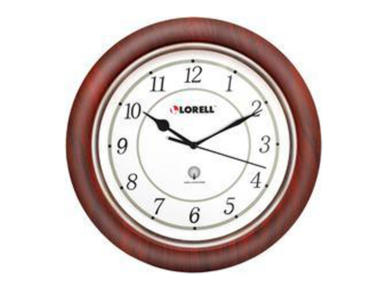Lorell Wall Clock Arabic Numerals 13-1/4" White Dial/Woodgrain 60986