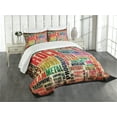 thumbnail image 3 of Ambesonne Retro Quilted Bedspread Set 3 Pcs, Music Rock 'n' Roll Poster, King Size, Multicolor, 3 of 5
