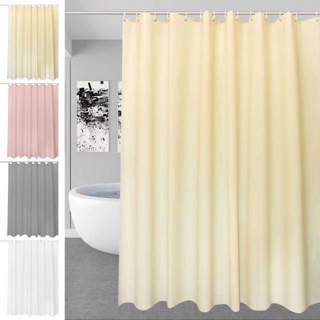 Bowayaoa Solid Color Waterproof Fabric Shower Curtain with Hooks, Polyester Bathroom Curtain, Modern Simple Design for Tub, Rustproof Grommets