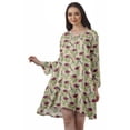 thumbnail image 1 of Moomaya Rayon Flared Dress For Womens Long Sleeve Printed V-Neck Casual Beach Dress For Girls, 1 of 7