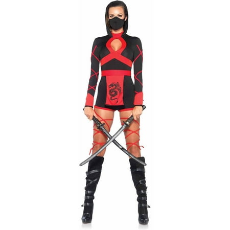 Leg Avenue Women's 3 Piece Dragon Ninja Costume, Black/Red, Small