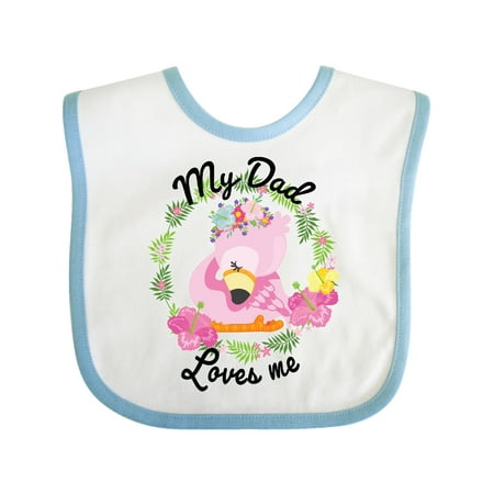 

Inktastic Baby Flamingo My Dad Loves Me with Flower Wreath Gift Baby Boy or Baby Girl Bib