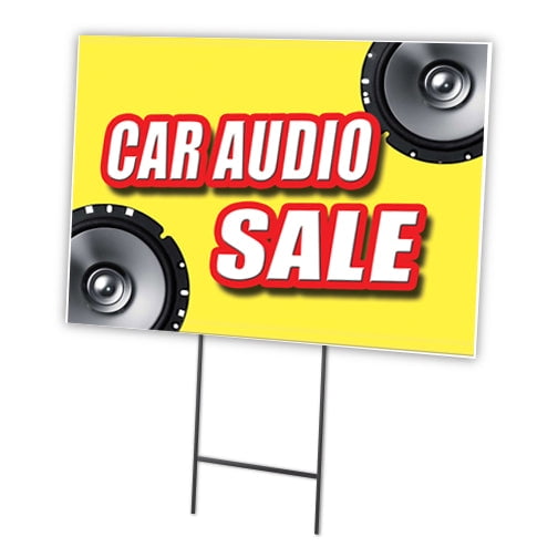 CAR AUDIO SALE 18"x24" Yard Sign & Stake | Advertise Your Business | Stake Included Double Sided Image | Made in The USA