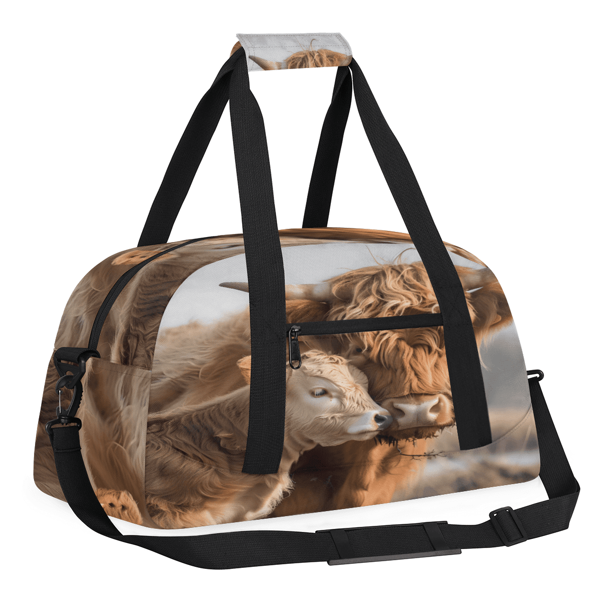 Herdesigns Sports Duffle Bags Travel Duffle Bag Gym Bag Farmhouse Highland Cow Weekender Travel Bag Waterproof Overnight Bag Carry On Travel Tote Bag Dance Bags